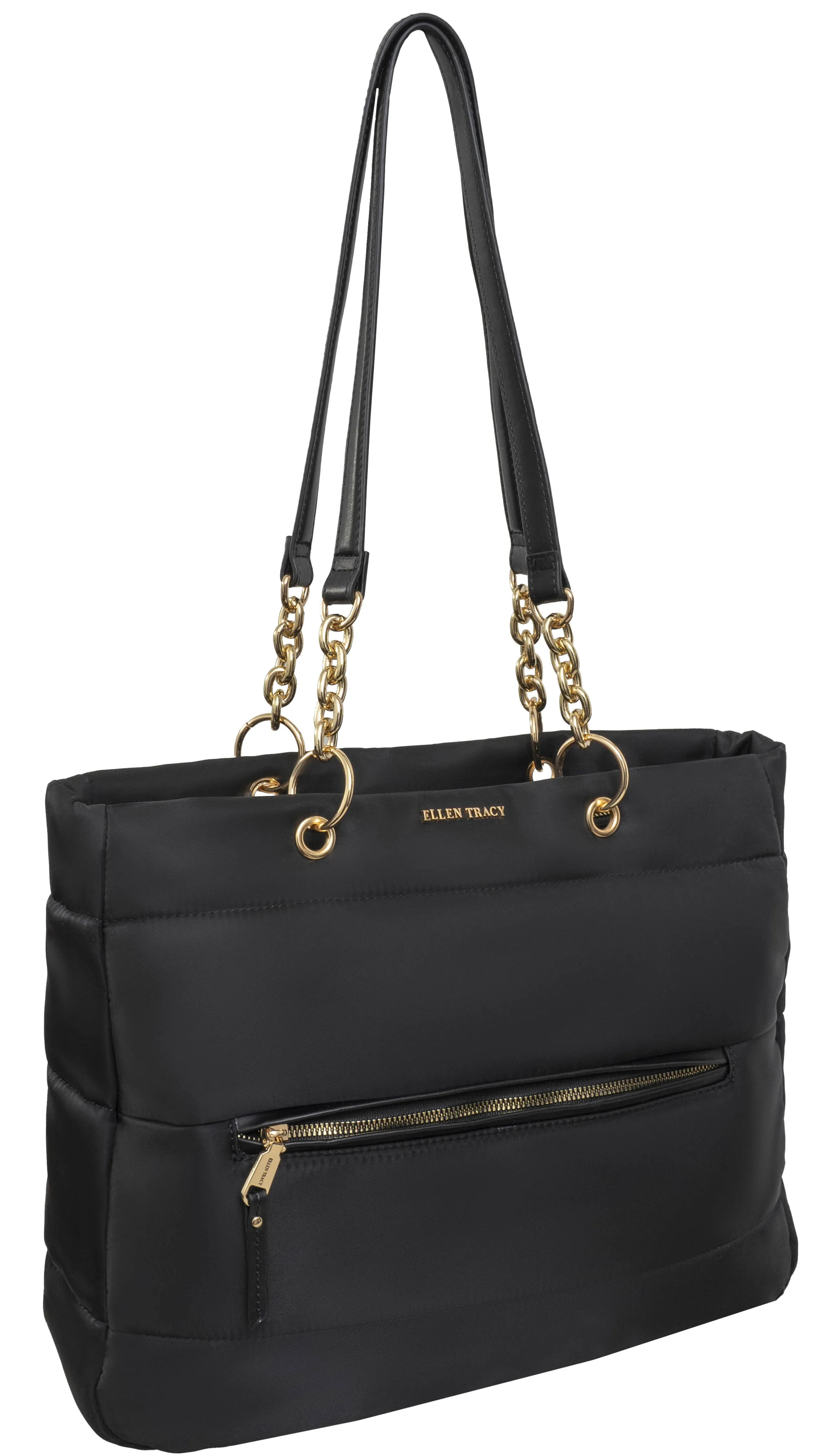 Ellen Tracy Nylon Tubular Chain Handle Tote Bag