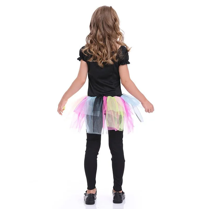 Toddler/Kid Girl's Colorful Skeleton Halloween Costume